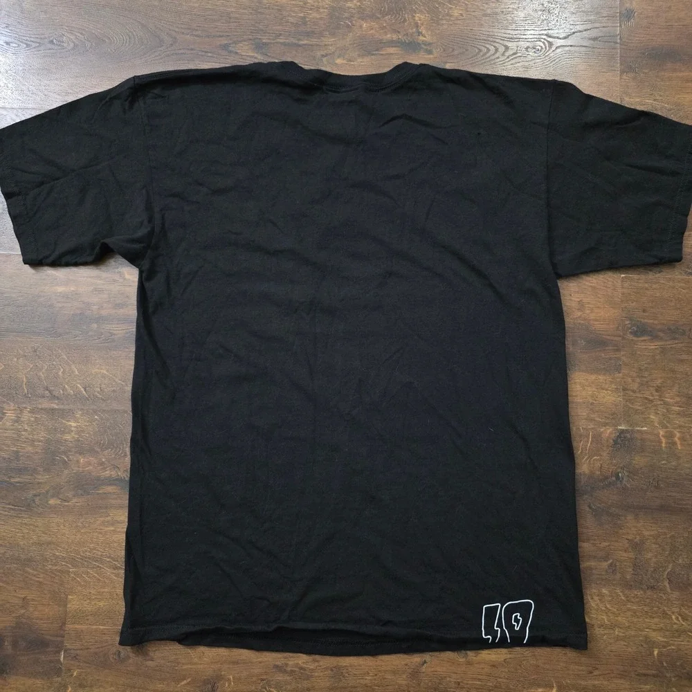 10.Deep x Pokemon Pikachu Lightning Silhouette Black Graphic T-Shirt Mens L